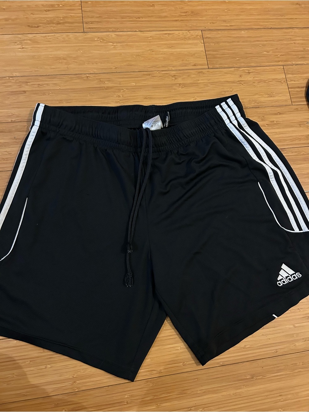 adidas Men’s Black Athletic Shorts with White Stripe